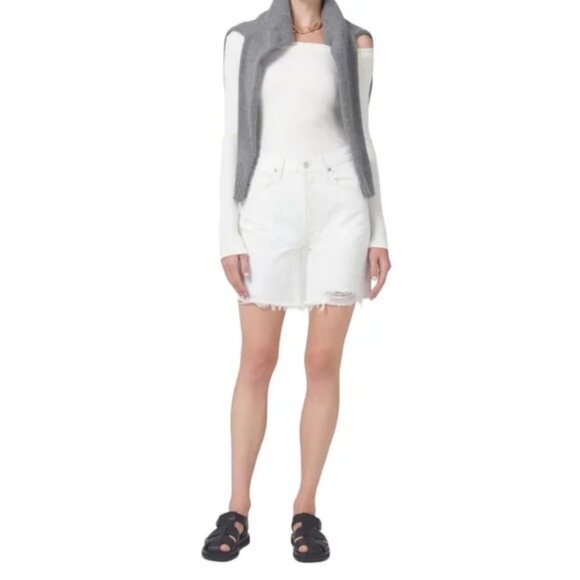 New CITIZENS OF HUMANITY Camilla Cutoffs Button-Fly White Jean Shorts 29